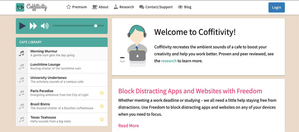 Coffitivity-app Bleu7.com